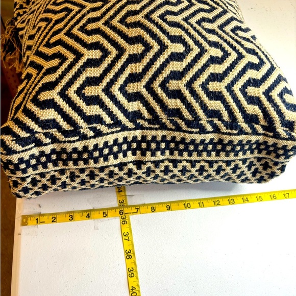 C & C California Home Jute XLarge Tote Bag Blue Tassel Medallion Pattern Boho - Picture 12 of 14